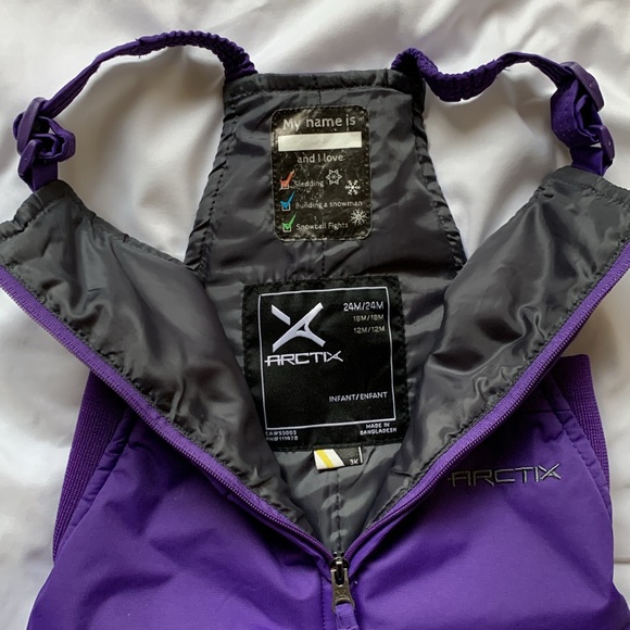 Purple Arctix Toddler Chest High Snow Bib Overalls 24 Months - Picture 2 of 6